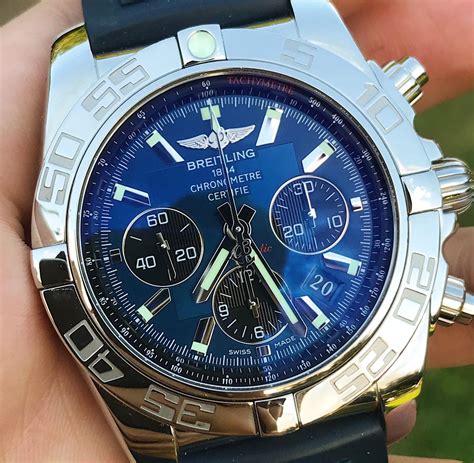 breitling with blue face|breitling chronomat 44 blue dial.